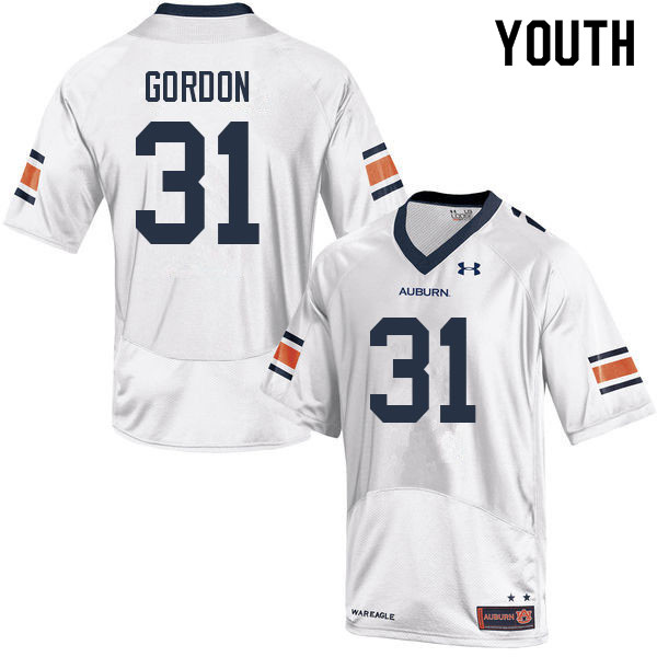 Auburn Tigers Youth Powell Gordon #31 White Under Armour Stitched College 2022 NCAA Authentic Football Jersey KPO3774PN